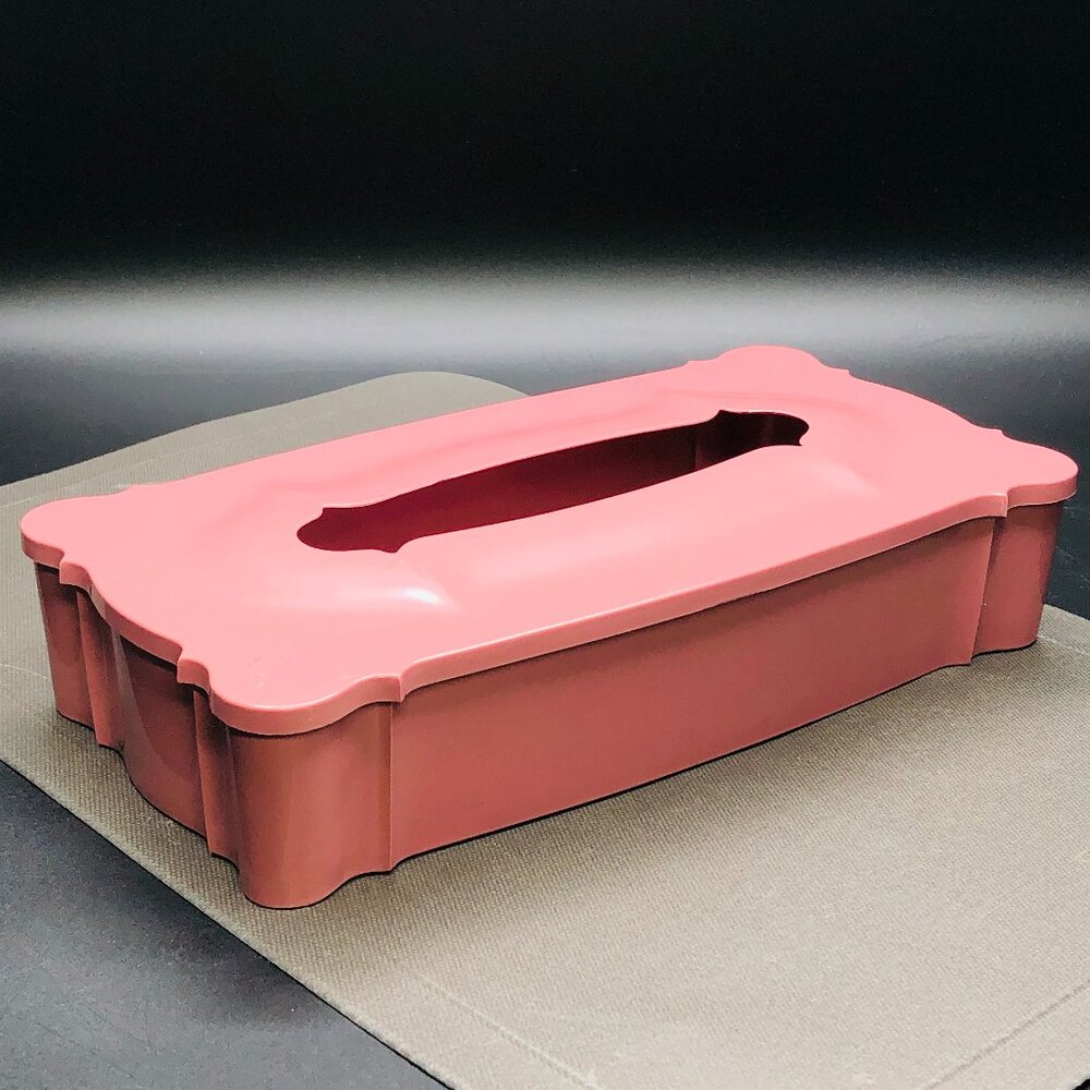 60s Dusty Rose Tissue Box Cover by TRELAWNEY of CANADA Vintage Hollywood Regency